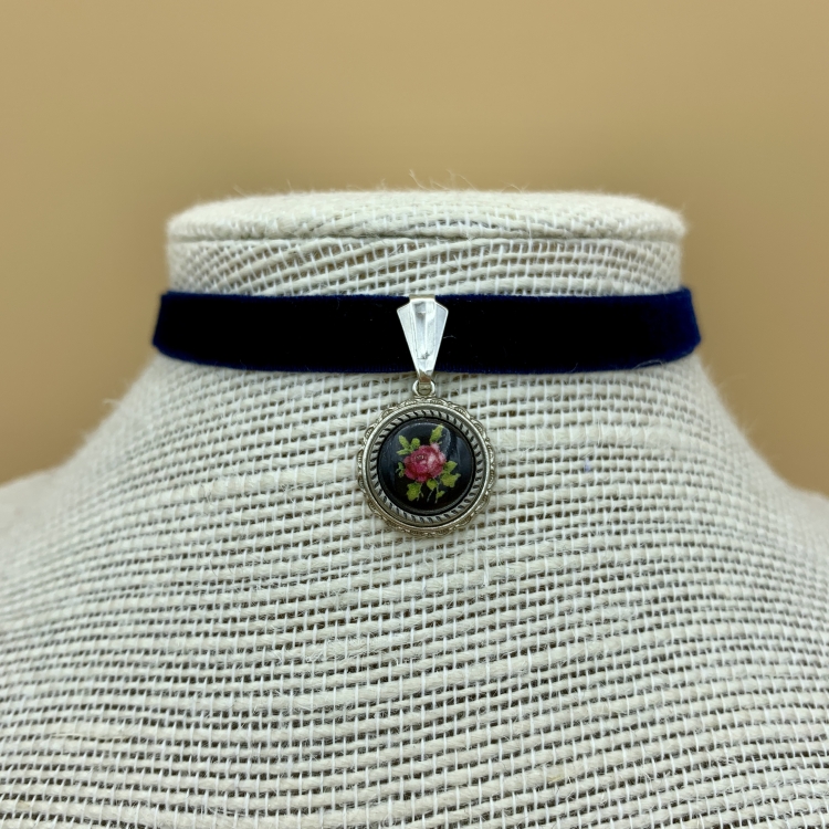blaues Samtband-Collier "Fabienne"