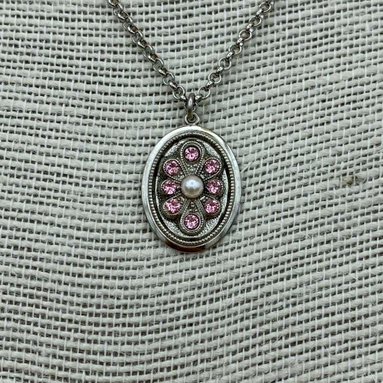 Halskette "Anne" Rosa/ Perle