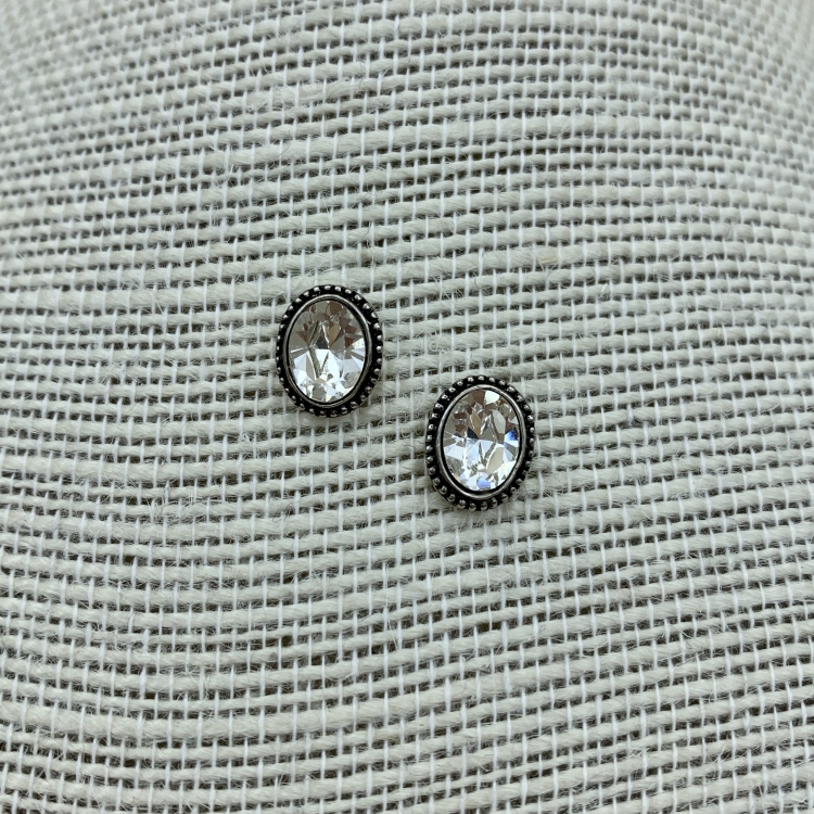 silberne Ohrstecker „Anne“ mit ovalen Swarovski®-Kristall