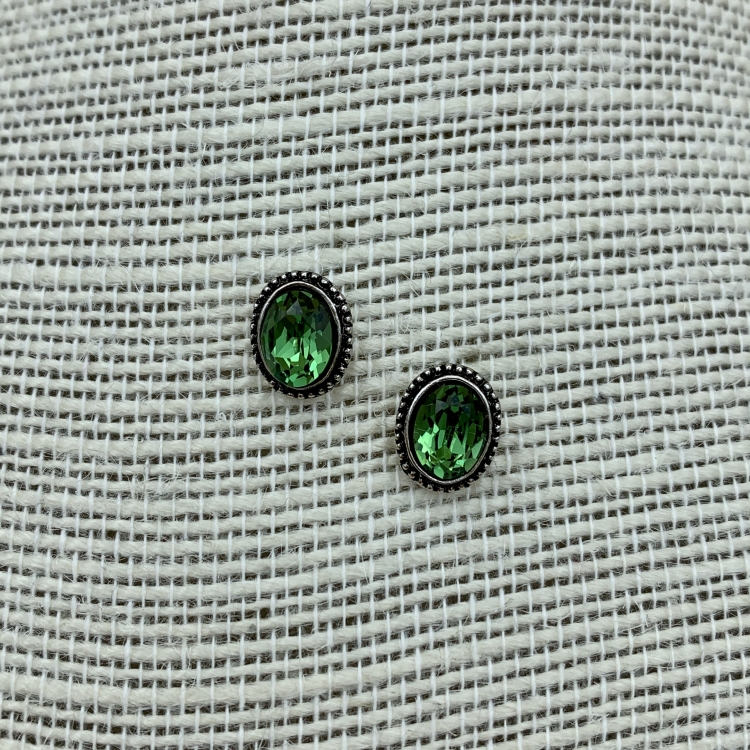 silberne Ohrstecker „Anne“ mit ovalen Swarovski®-Kristall
