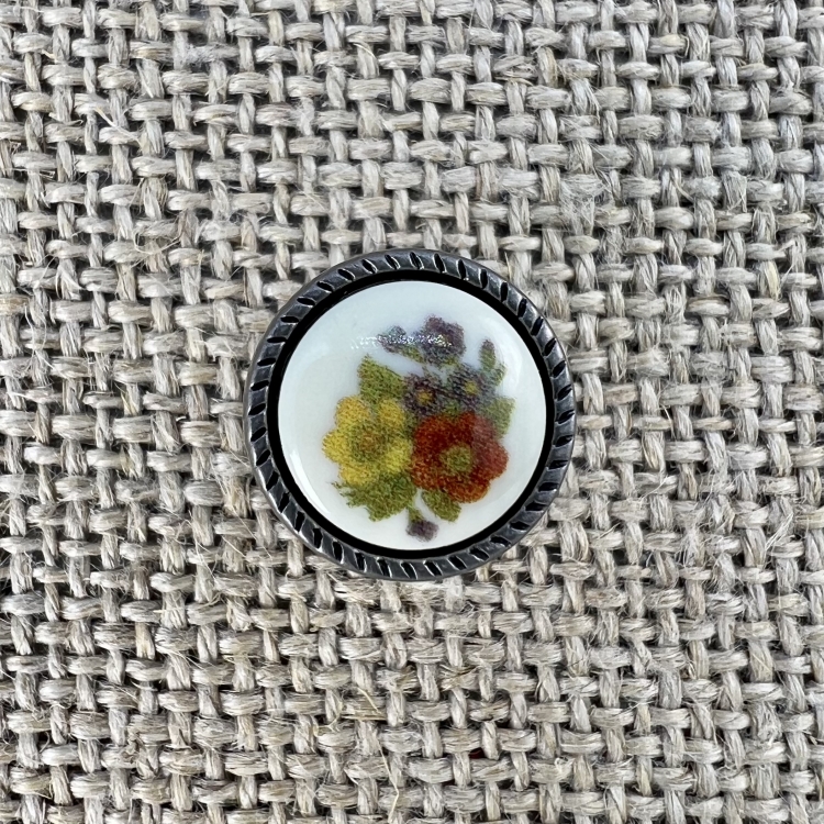 Knopf mit bunten Blumen-Straus | Dirndlknopf und Tracht
