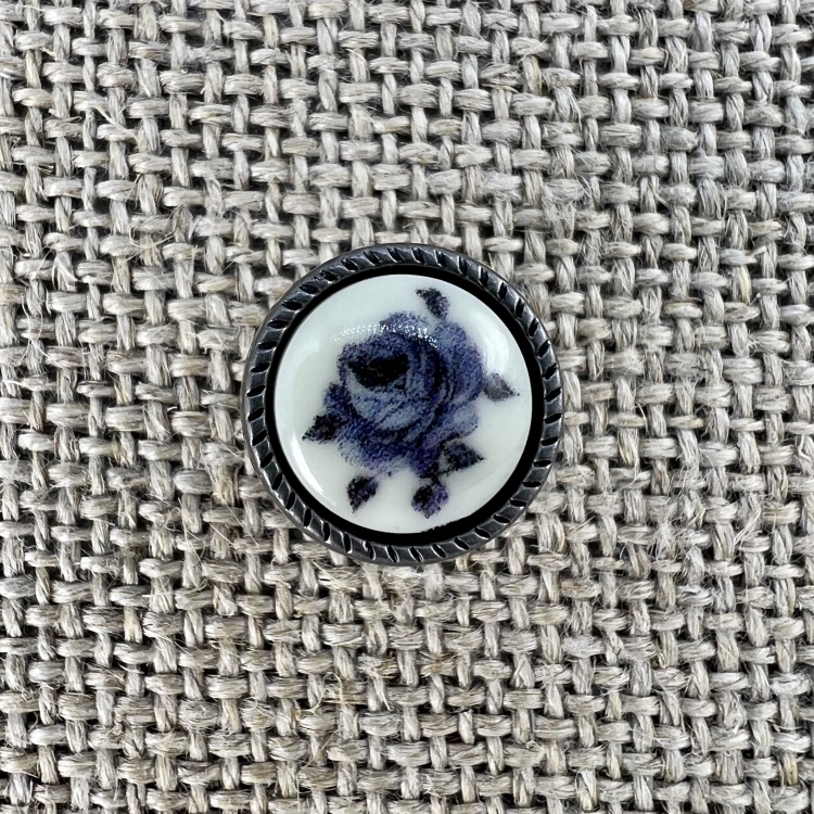 Knopf mit blauer Rose | Dirndlknopf und Tracht