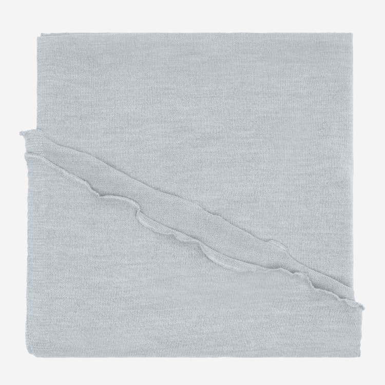 Merino-Strickstola mit Wellensaum - Hellgrau