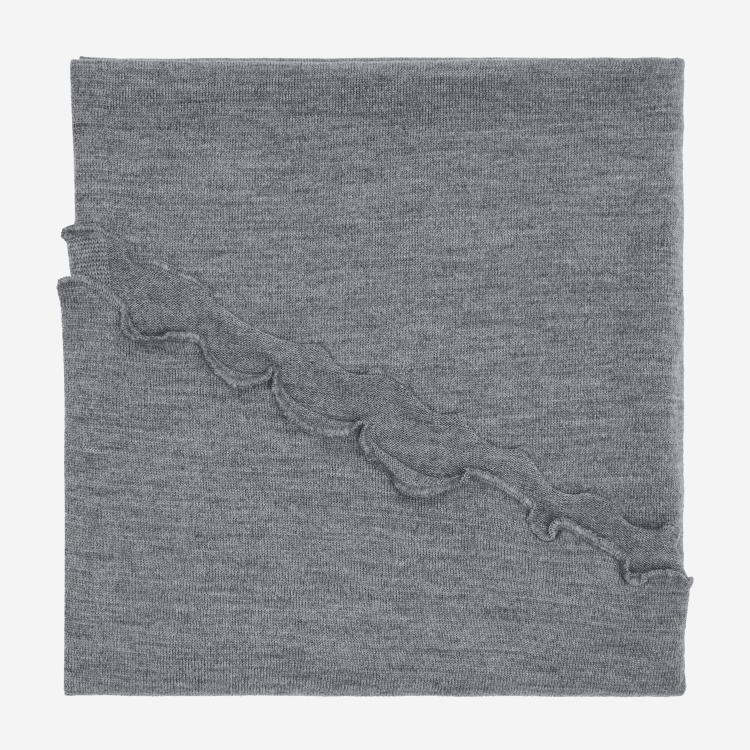 Merino-Strickstola mit Wellensaum - Grau