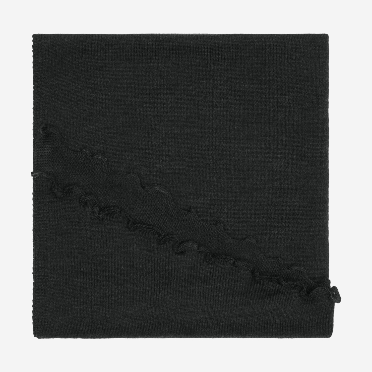 Merino-Strickstola mit Wellensaum - Anthrazit