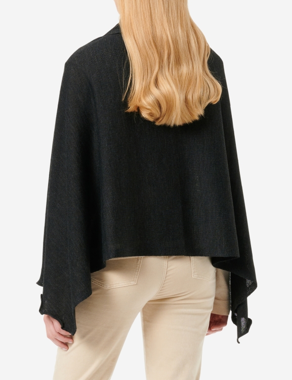 Merino-Strickstola mit Wellensaum - Anthrazit