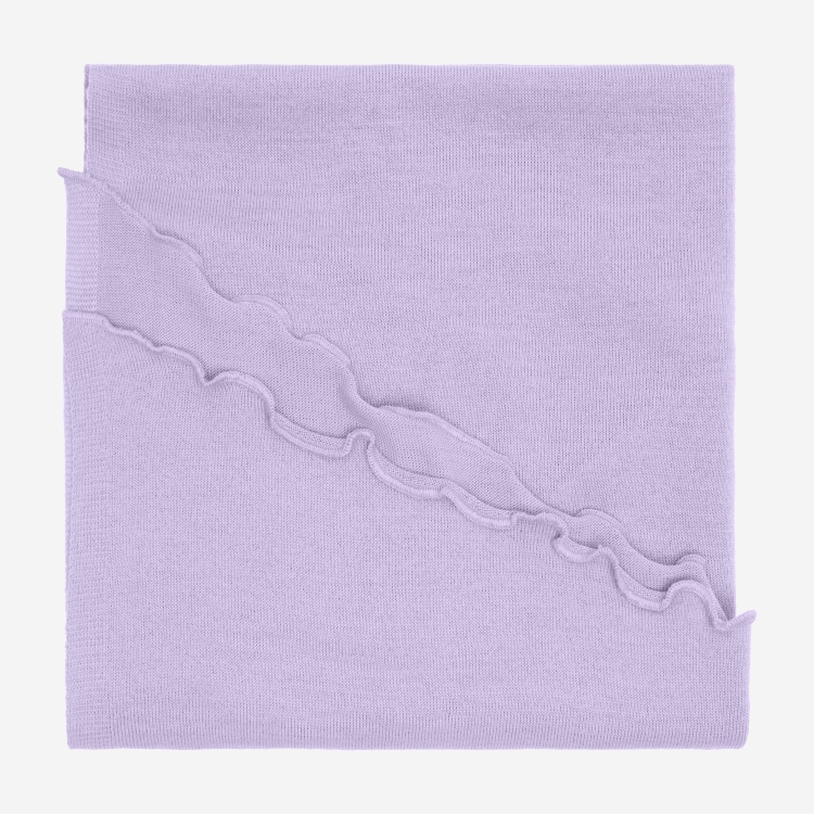 Merino-Strickstola mit Wellensaum - Flieder