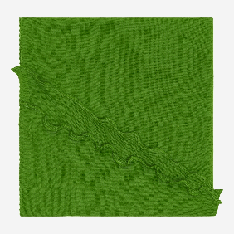 Merino-Strickstola mit Wellensaum - Hellgrün