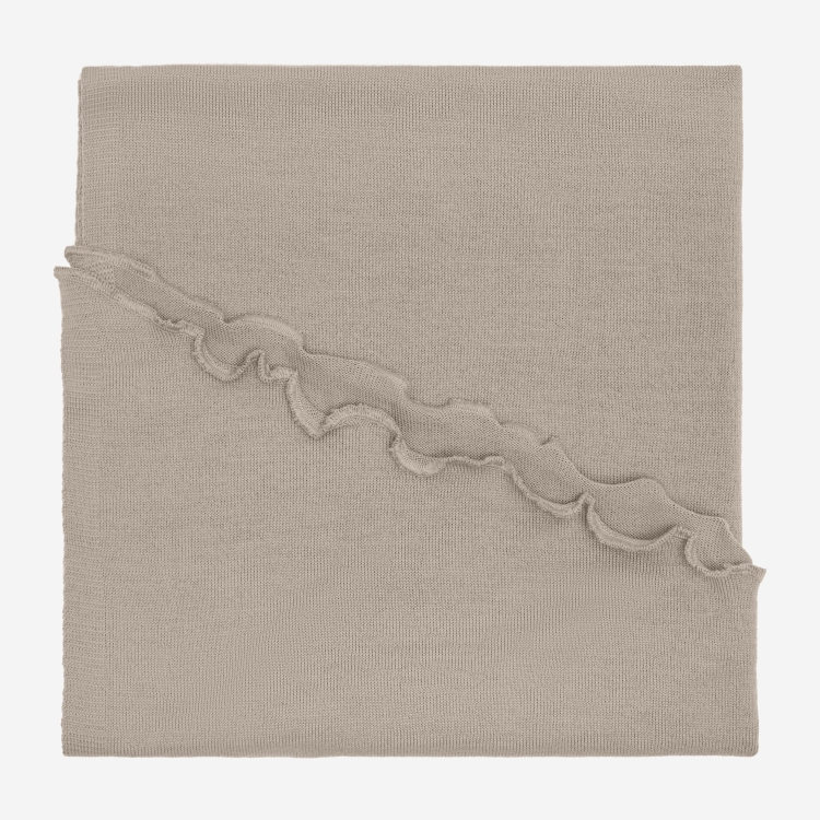Merino-Strickstola mit Wellensaum - Taupe
