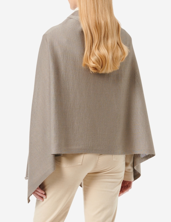 Merino-Strickstola mit Wellensaum - Taupe