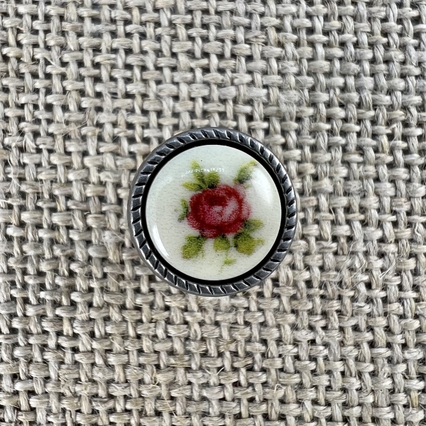 Knopf mit roter Rose | Dirndlknopf und Tracht