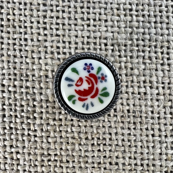 Knopf mit gezeichneter Rose | Dirndlknopf und Tracht