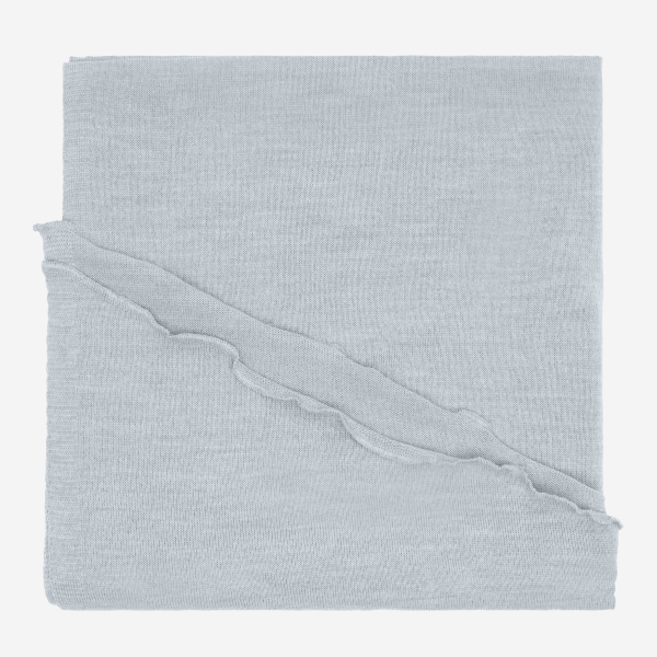 Merino-Strickstola mit Wellensaum - Hellgrau