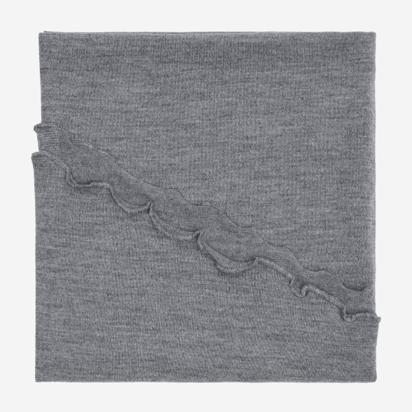 Merino-Strickstola mit Wellensaum - Grau
