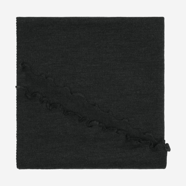 Merino-Strickstola mit Wellensaum - Anthrazit
