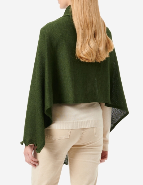 Merino-Strickstola mit Wellensaum - Oliv