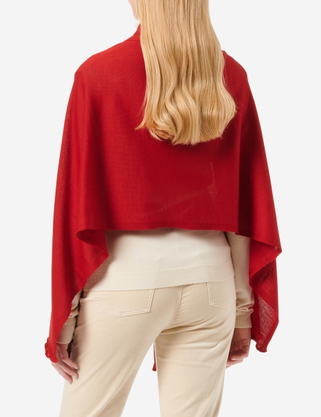 Merino-Strickstola mit Wellensaum - Rot