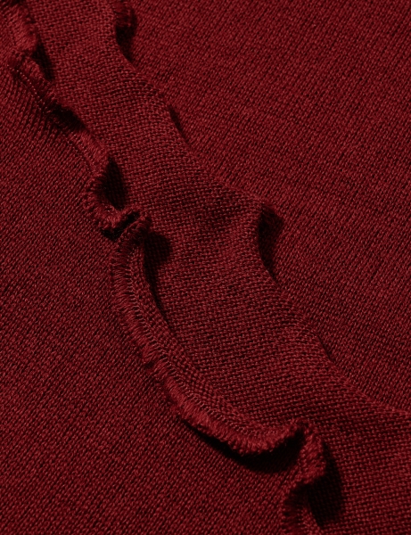 Merino-Strickstola mit Wellensaum - Bordo
