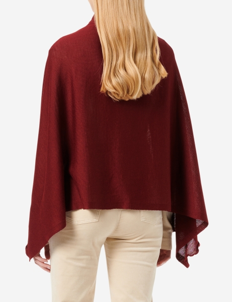 Merino-Strickstola mit Wellensaum - Bordo
