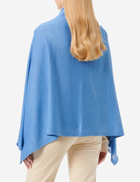 Merino-Strickstola mit Wellensaum - Hellblau