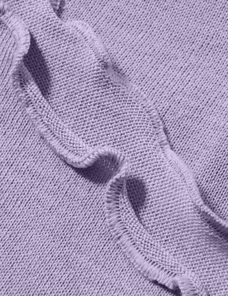 Merino-Strickstola mit Wellensaum - Flieder