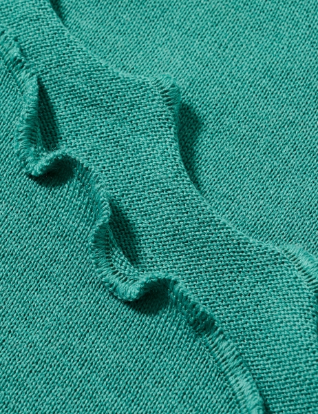 Merino-Strickstola mit Wellensaum - Mintgrün