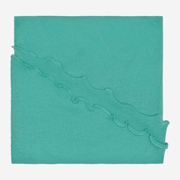 Merino-Strickstola mit Wellensaum - Mintgrün