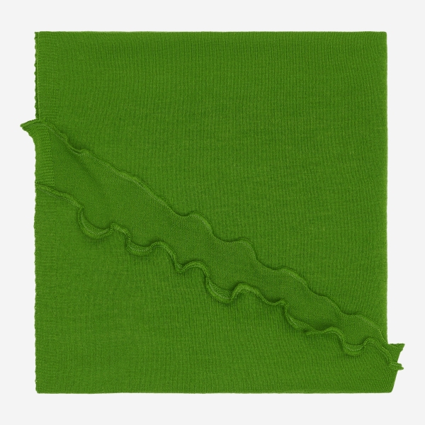 Merino-Strickstola mit Wellensaum - Hellgrün