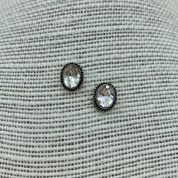 silberne Ohrstecker „Anne“ mit ovalen Swarovski®-Kristall