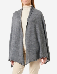 Merino-Strickstola mit Wellensaum - Grau