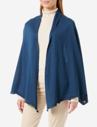 Merino-Strickstola mit Wellensaum - Rauchblau
