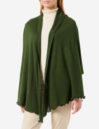 Merino-Strickstola mit Wellensaum - Oliv