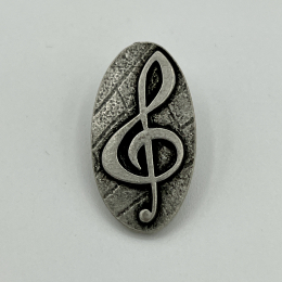 Notenschlüssel-Anstecknadel im Antik-Silber-Look
